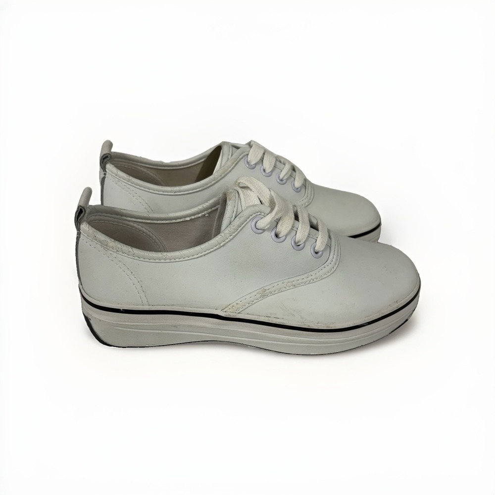 Vintage AJ Valenci White Leather Sneakers Womens 5.5M Comfort Walking T3